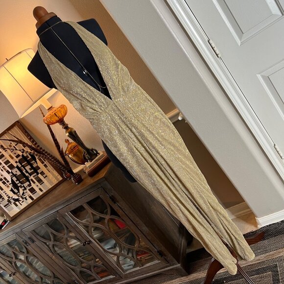 Gold Halter Plunge Metallic Jumpsuit By House Of CB London XS - Picture 3 of 16